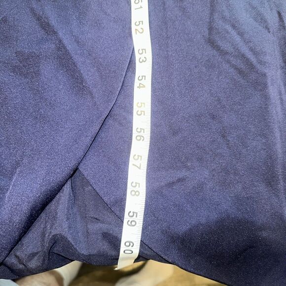 La Femme Navy Blue Off the Shoulder Ruched Lace Trumpet Gown Size 6. $438. 15 - Picture 8 of 11